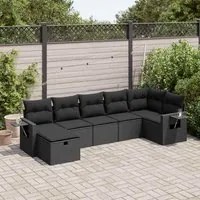 Set Divani da Giardino con Cuscini 7pz Nero Polyrattan 3325501