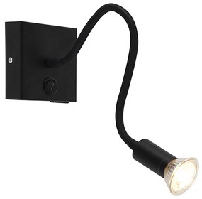 Lampada da parete moderna flessibile USB nera - Zeno