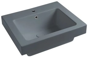 Lavabo a incasso e d'appoggio rettangolare vasca centrale Alaqua L 60 x H 25 x P 21 cm in ceramica grigio opaco