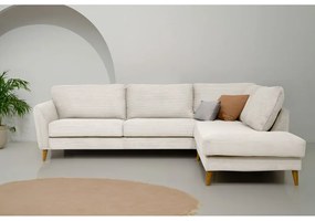 Divano angolare in velluto a coste bianco (angolo destro) Paris - Scandic