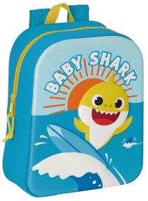 Zaino Scuola Baby Shark 3D Azzurro 22 x 27 x 10 cm