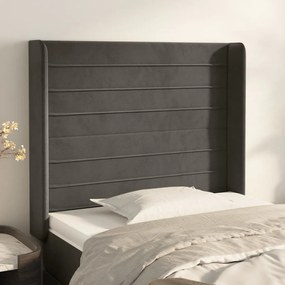 Testiera Ad Orecchio Grigioscuro 103x16x118/128cm İn Velluto /