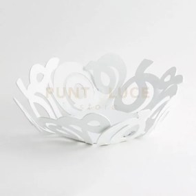 Cestino nastri bianco in ferro 13,5x4,5cmh