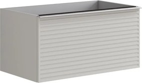Mobile da bagno sospeso sotto lavabo Pixel stripes 1 cassetto L 80 x H 40 x P 45.5 cm Beige Greige laccato opaco, con maniglia alluminio brillante