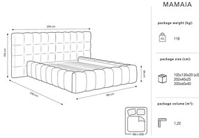 Letto matrimoniale imbottito beige con spazio contenitivo e rete 160x200 cm Mamaia - Micadoni Home