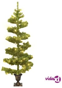 vidaXL Albero di Natale Preilluminato con Vaso Verde 120 cm in PVC