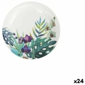 Set di piatti Algon Monouso Cartone Tropicale 12 Pezzi 18 cm (24 Unità)