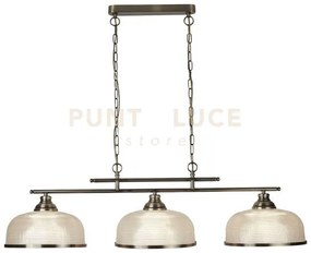 Bistro ii 3lt pendant-ottone antico e vetro stile holophane