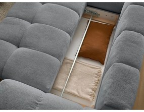 Divano angolare grigio scuro allungabile e con contenitore (penisola a sinistra/a L) con rivestimento in ciniglia Everest – Bobochic Paris