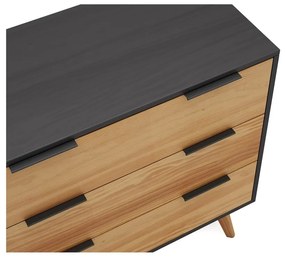 Cassettiera alta in pino nero/naturale 80x83 cm Lavis - Marckeric