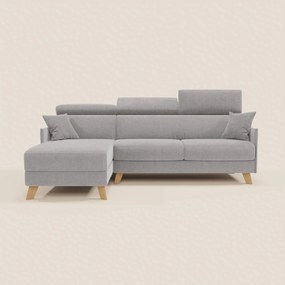 Sole Divano letto matrimoniale angolare con penisola contenitore e poggiatesta reclinabili - tessuto smacchiabile T23