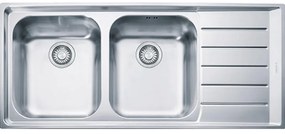 Lavello integrato 2 vasche con gocciolatoio a destra FRANKE Neptune inox L 51 x L 116 cm argento