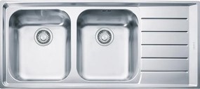 Lavello integrato 2 vasche in inox argento FRANKE Neptune L 51 x L 116 cm, sgocciolatoio a destra