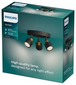 Philips - Faretto NIALL 3xGU10/5W/230V nero/ottone
