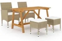 Set Mobili da Pranzo per Giardino 5 pz Beige 3068745