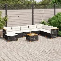 Set Divani da Giardino 9 pz con Cuscini Nero in Polyrattan 3261962