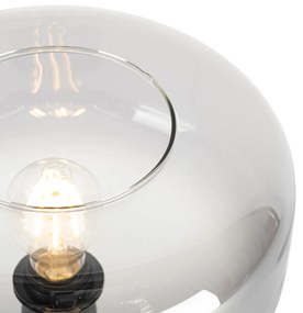 Lampada da tavolo art deco nera con vetro fumé - Bizle