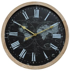 Orologio World in mdf, nero e beige