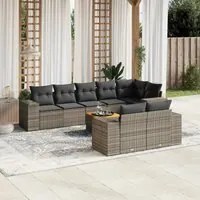 Set Divano da Giardino 9 pz con Cuscini Grigio in Polyrattan 3257866