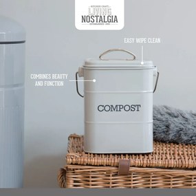 Contenitore grigio per rifiuti compostabili 3 l Living Nostalgia - Kitchen Craft