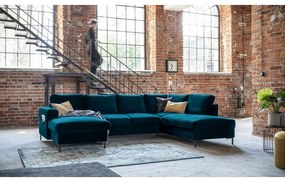 Divano letto angolare in velluto color petrolio (angolo destro) Lofty Lilly - Miuform