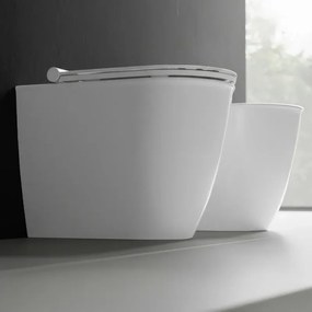 Vaso filomuro traslato bianco opaco con sedile soft close di Ceramica Dolomite Mayka