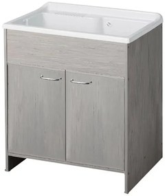 Mobile lavatoio 80 cm in PVC rovere kit di montaggio scarico incluso