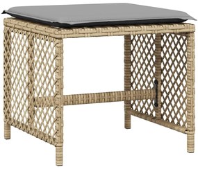 Sgabelli giardino cuscini 4pz beige misto 41x41x36cm polyrattan