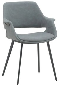 Set di sedie EMBAJADORES in similpelle grigio e gambe in metallo nero, con braccioli