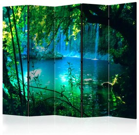 Paravento design Cascate di Kursunlu II - paesaggio di cascata blu su sfondo di foresta