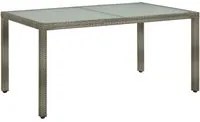 Tavolo Giardino 150x90x75cm Vetro Temperato e Polyrattan Grigio 316707