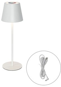 Lampada da tavolo bianca con LED dimmerabile e ricaricabile RGB IP54 - Murdock