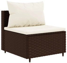 Set mobili da giardino 6pz con cuscini in polyrattan marrone