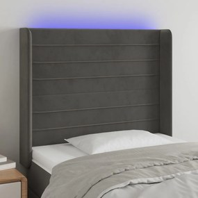 Testiera A Led Grigio Scuro 93x16x118/128 Cm İn Velluto /