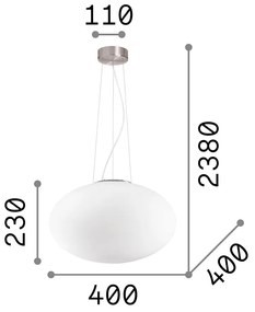 Sospensione Moderna Candy Vetro Bianco 1 Luce E27 D40Cm