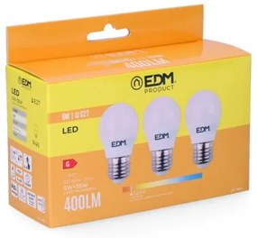 Confezione da 3 lampadine LED EDM G 5 W E27 Ø 4,5 x 8 cm (3200 K)