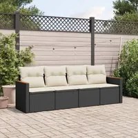 Set Divani da Giardino 4 pz con Cuscini Nero in Polyrattan 3258171