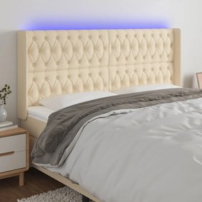 Testiera A Led Crema 203x23x118/128 Cm İn Tessuto /
