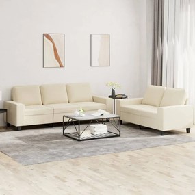 Set Di Divani 2 Pz Crema İn Tessuto /