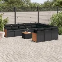 Set Divani da Giardino 12 pz con Cuscini Nero in Polyrattancod mxl 89968