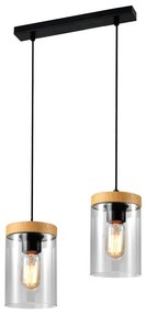 Lampada a sospensione con paralume in vetro di colore nero-naturale ø 12 cm Wels - Candellux Lighting