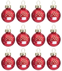 Set di palline di Natale in vetro fatte a mano 12 pz ø 3 cm Mushroom Mini – Sass &amp; Belle