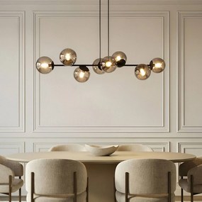 Lampada a sospensione in vetro Isamer Lindby, dimmerabile, Nero, Soggiorno / Sala da pranzo, Metallo, Moderno, Lampada a sospensione