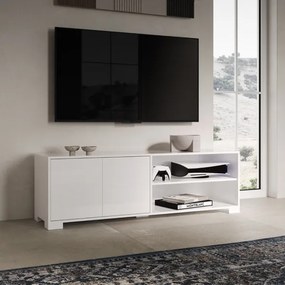 Porta TV in legno con 2 ante e vano a giorno 150x40 cm KYLA Bianco Lucido