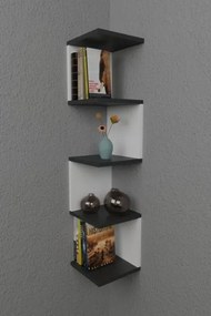 Mensola Ad Angolo Zig-Zag 5 Ripiani 25x25x109 Musa Bianco E Antracite