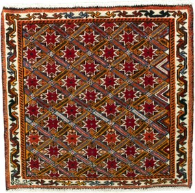 Shiraz Tappeto 60x60 Rosso (Iran) Annodato A Mano
