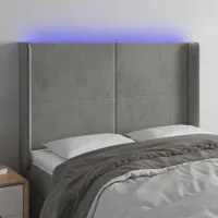 Testiera a LED Grigio Chiaro 147x16x118/128 cm in Velluto 3123816