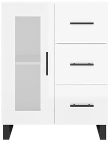 Credenza Bianco Lucido 69,5x34x180 cm in Legno Multistrato