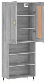 Credenza grigio sonoma 69,5x34x180 cm in legno multistrato