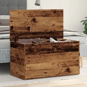 Cassapanca Legno Antico 84x42x46 Cm İn Legno Ingegnerizzato /